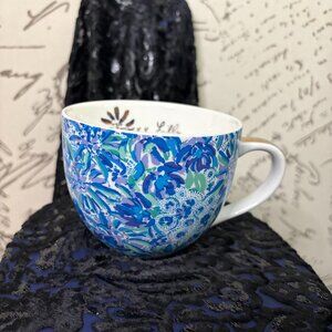 Lilly Pulitzer Blue Ceramic Coffee Cup Mug 12oz - GOOD